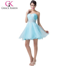 Grace Karin Strapless Shining Rhinestone Short Blue Samples Of Cocktail Dress CL6178